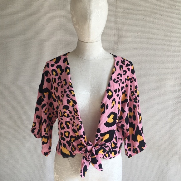 Topshop Animal Print Kimono Blouse Shirt Jacket - Picture 5 of 8
